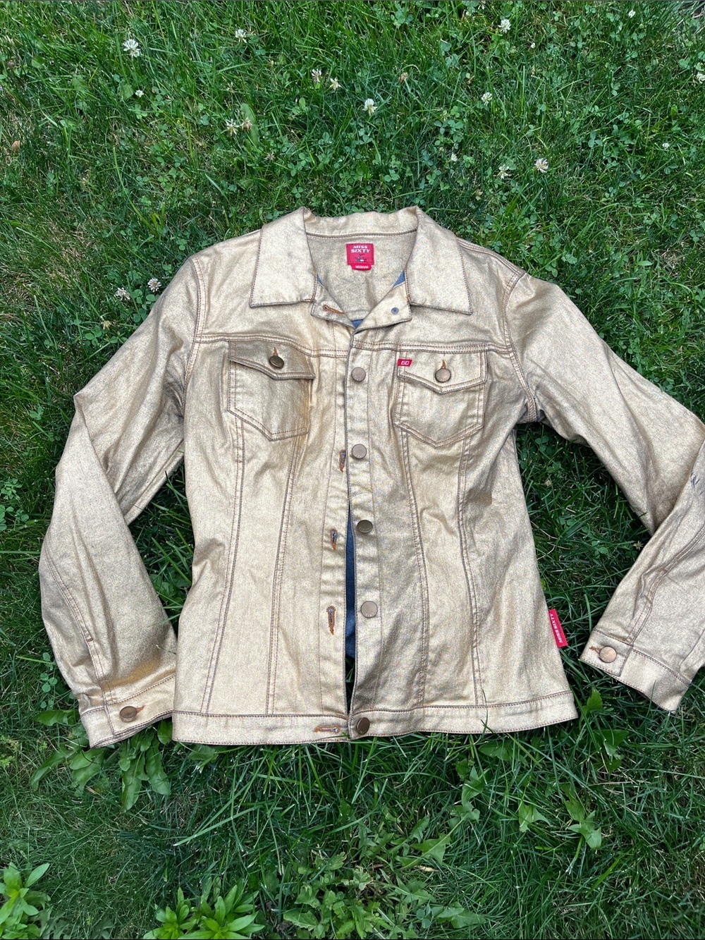 Miss Sixt Y2K M Women's Metallic Gold Denim Jacket